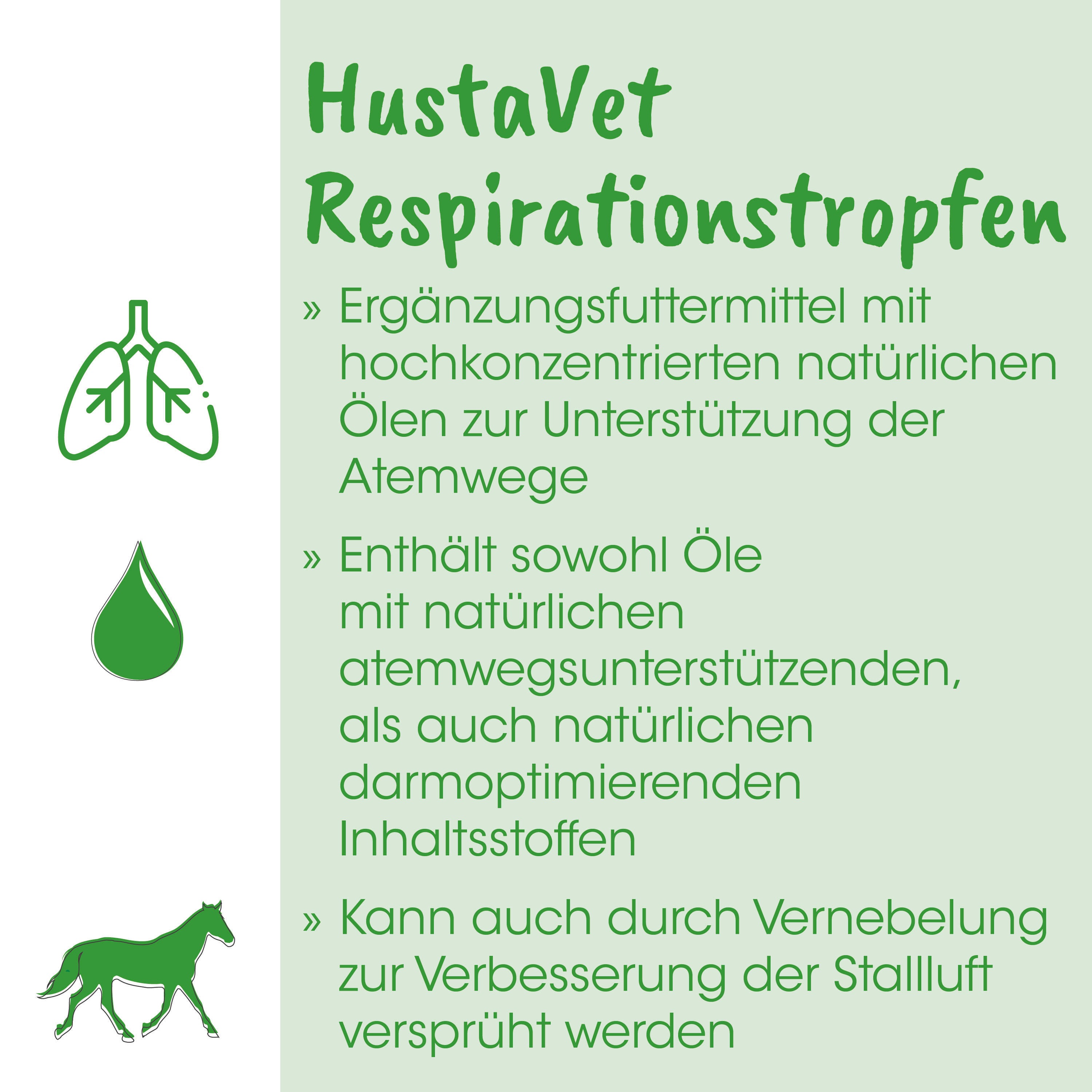 Respiration Tropfen, Lungen-Symbol, Wassertropfen, Pferd Grafik, Grüne Symbole