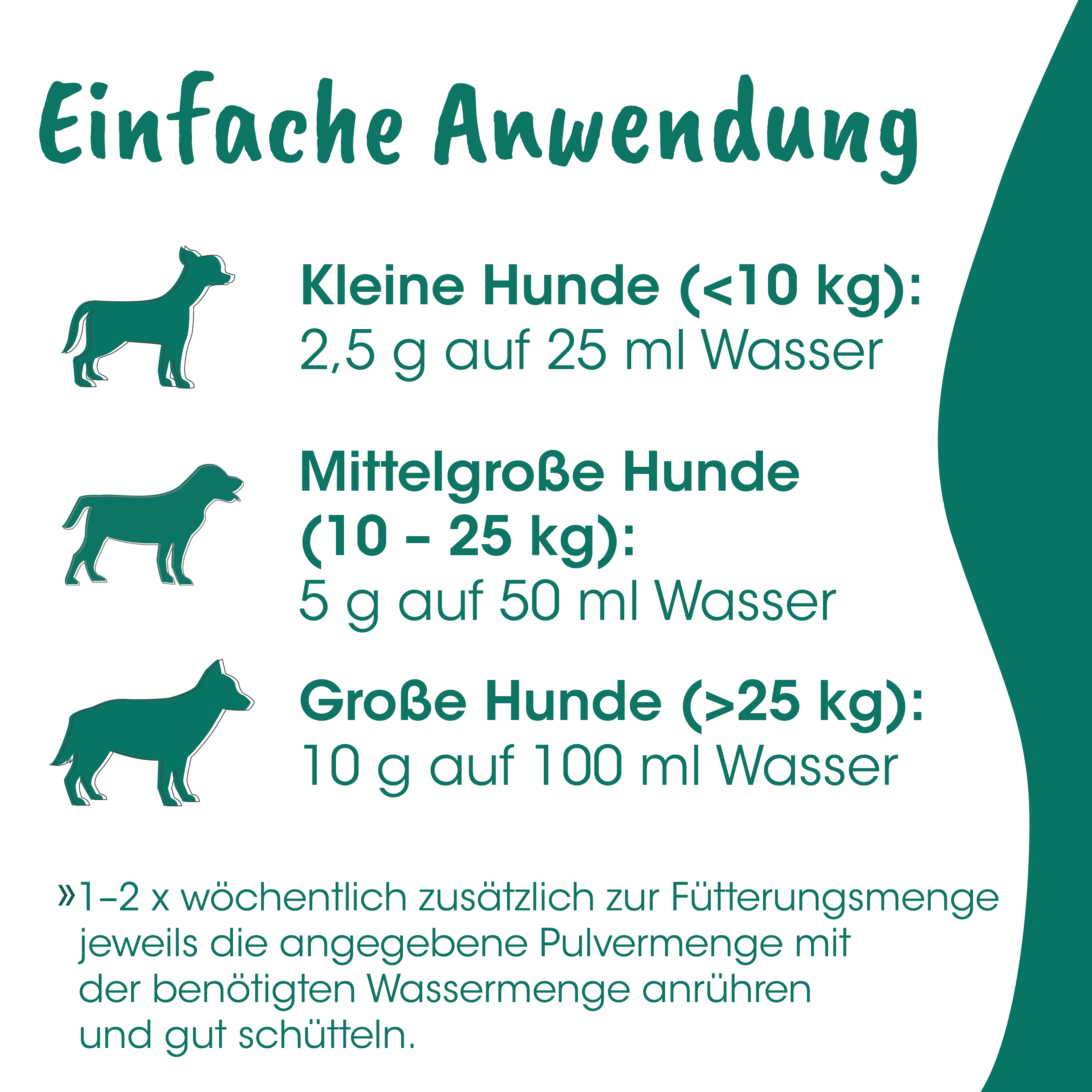Hundemil, Wassermischung, Pulvermarke, Tierfutter, Größenangabe