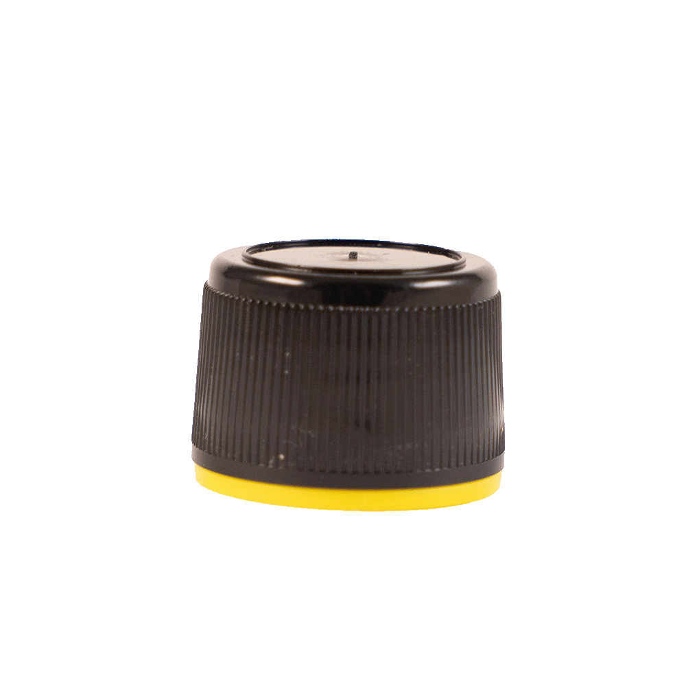 Verschluss f. PET-Flaschen, schwarz-gelb, PP28