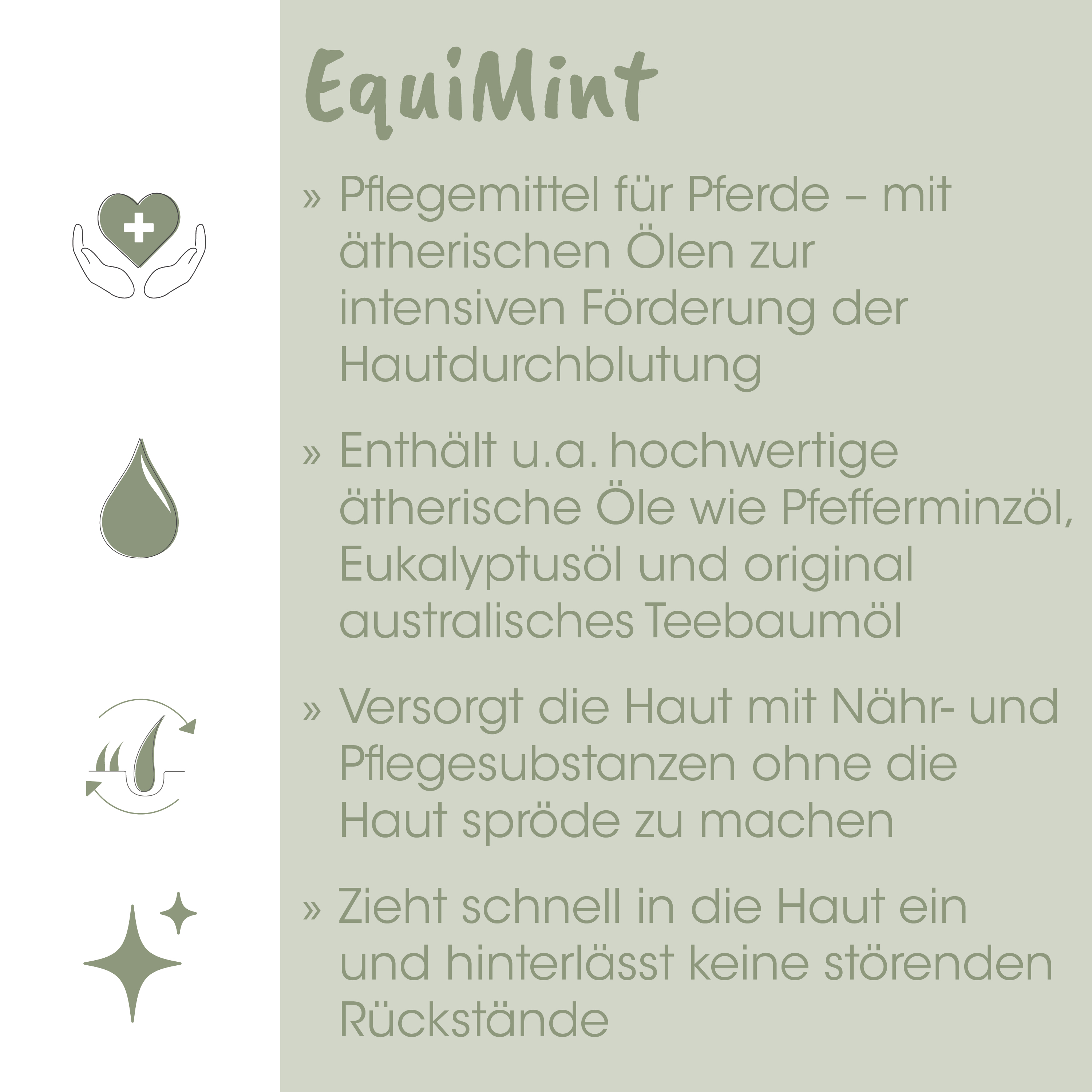 Pflegemittel, Pferdepflege, ätherische Öle, Teebaumöl, Eukalyptusöl