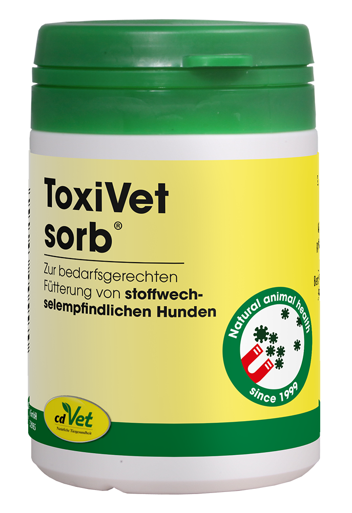 tiernahrung, hundeernährung, toxivet sorb, stoffwechselempfindlich, präparat, alkaline, Veternärernährung, Hundezusatz, Tierheilmittel, Behandlungsunterstützung