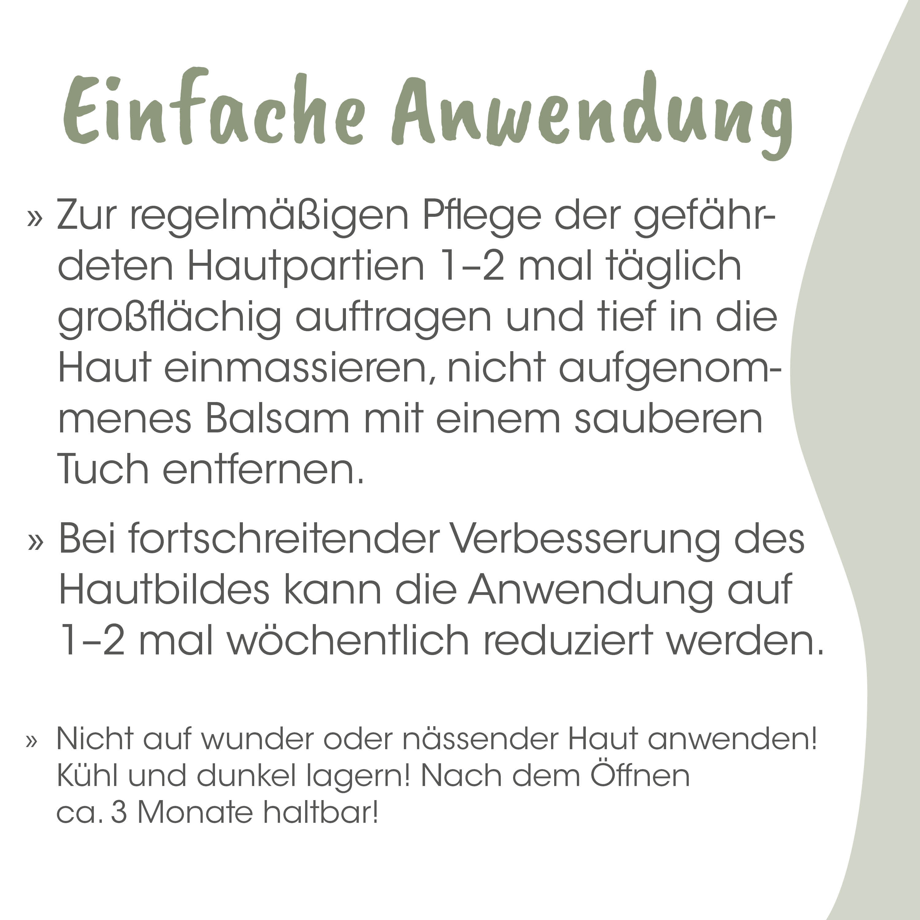 pflegehinweis, hautpflege, text, anleitung, deko-typ
