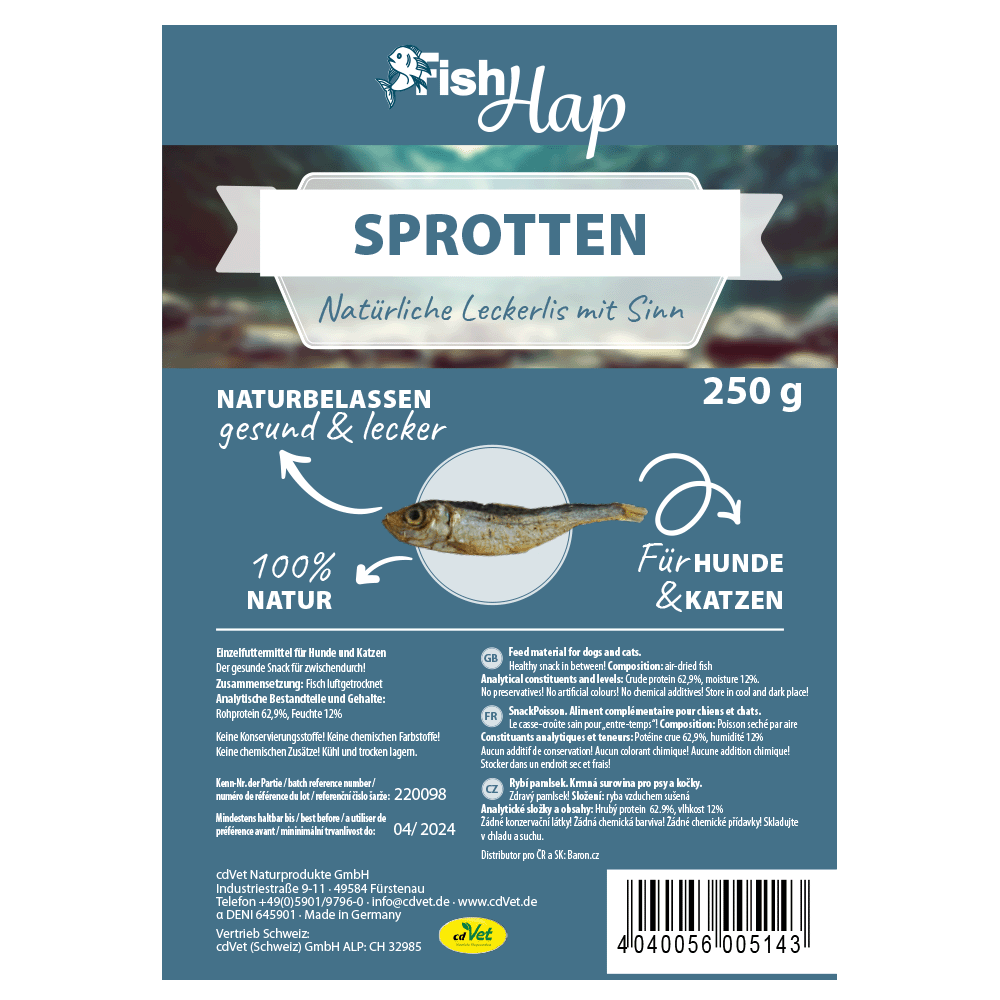 Trockenfisch, Hund/Fischsnack, 250 g, Naturbelassen, Für Hunde & Katzen