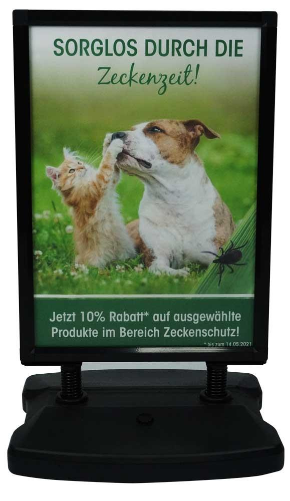 Kundenstopper A1 Hartplastik Standgestell mit Wassertank, 4cm Profil