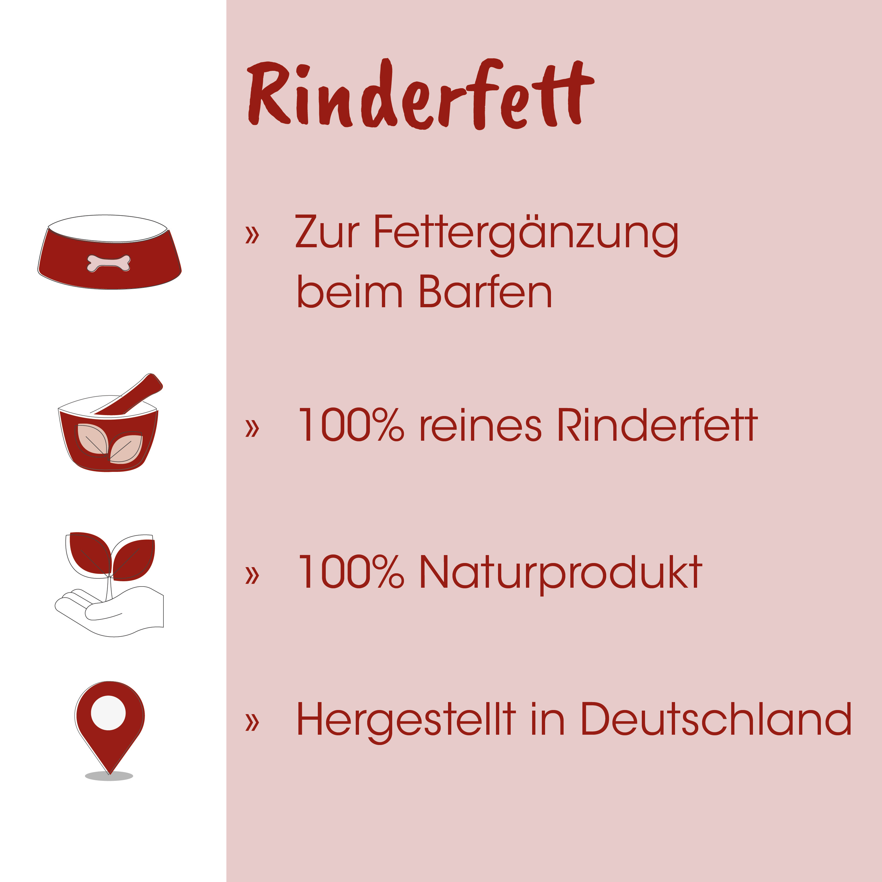 Rinderfett, Naturprodukt, Hergestellt in Deutschland, 100% reines Rinderfett, Zur Fettergänzung beim Barfen