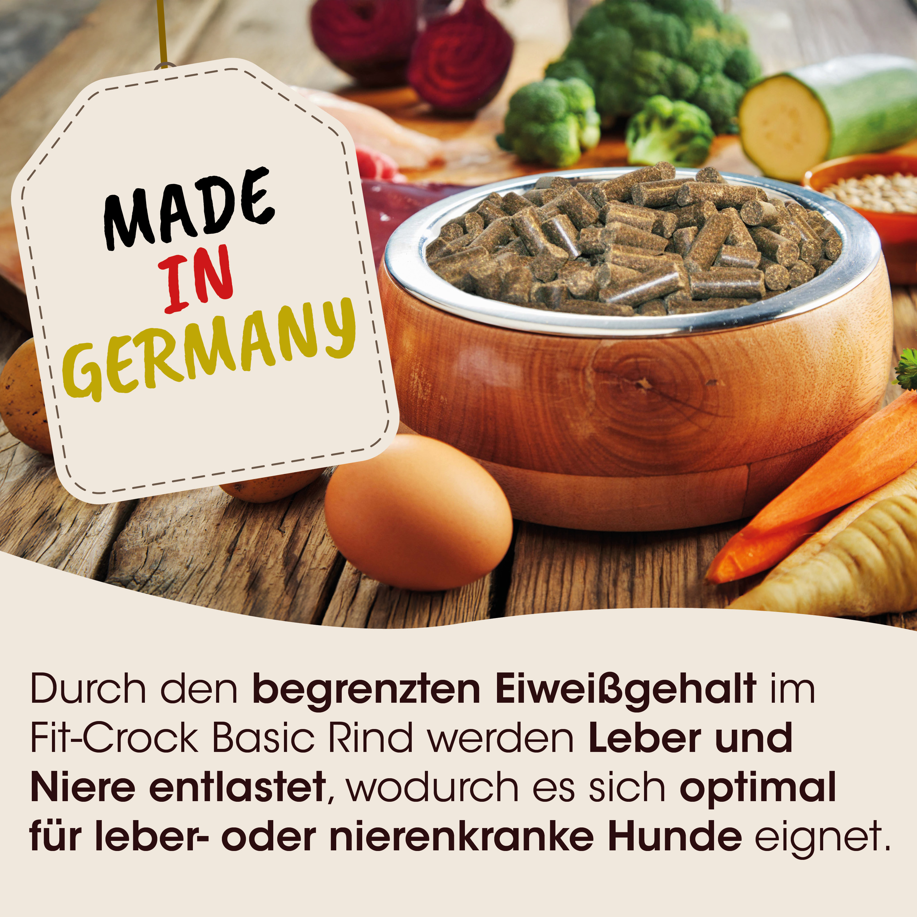Hundefutter, Kroketten, Proteinfutter, Begrenzter Eiweißgehalt, Made in Germany