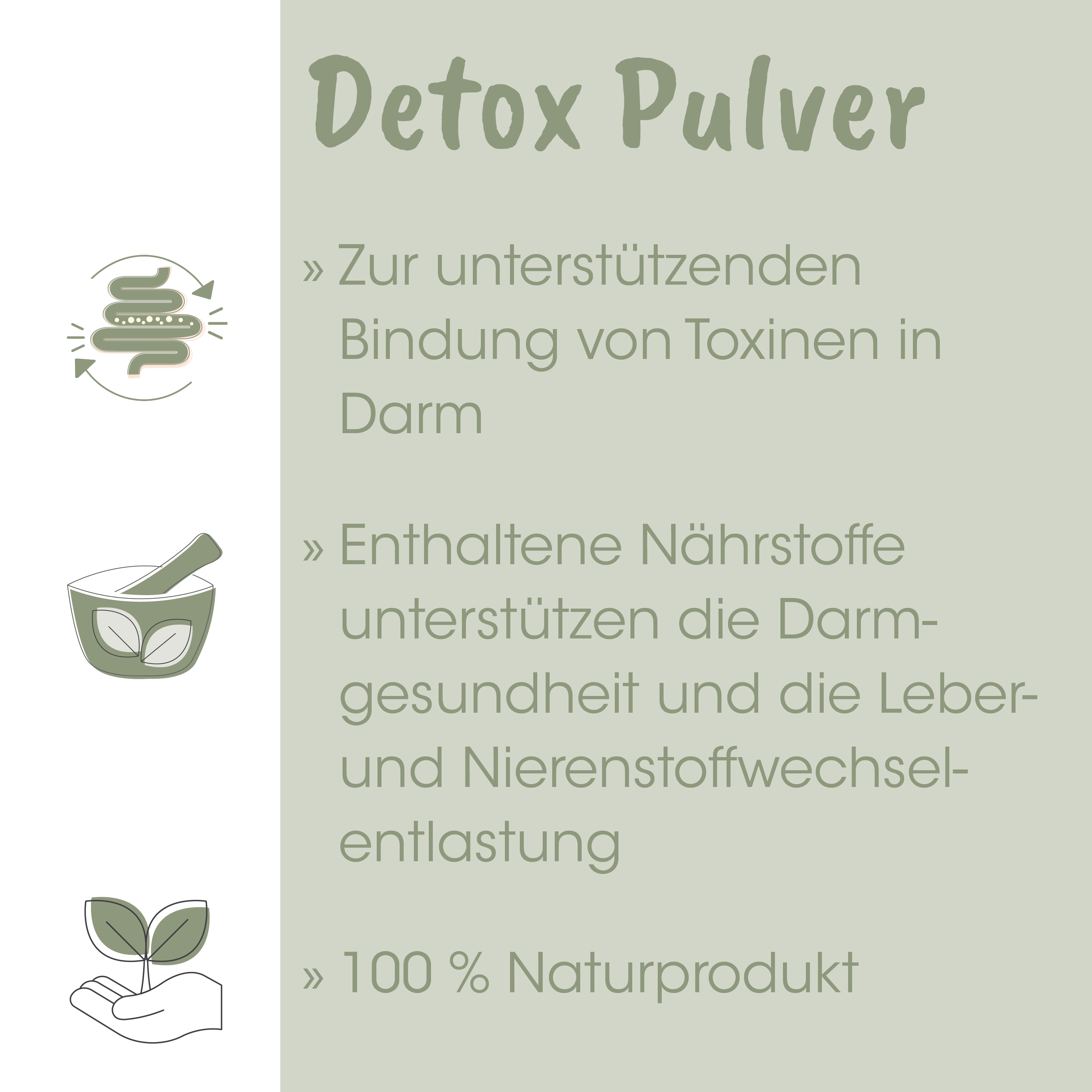Detoxpulver, Verdauungsgesundheit, Naturprodukt, Pulver, Grün