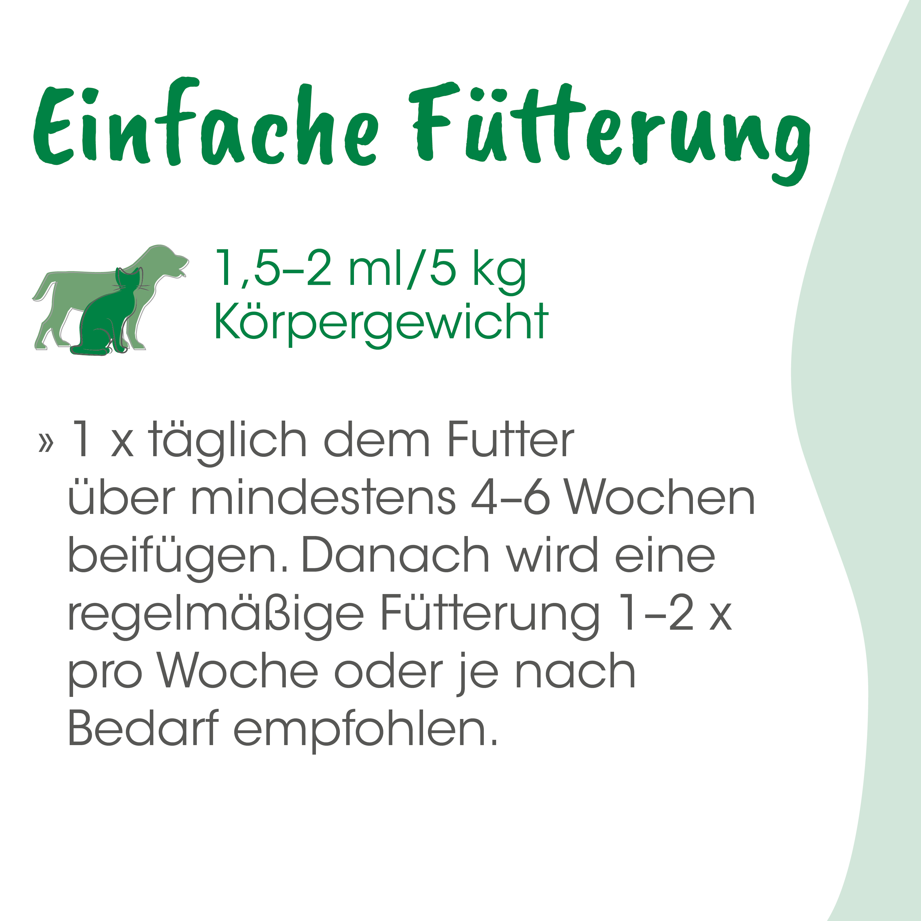 Hund, Katzen, Futter, Tierfutter, 1,5–2 ml/5 kg