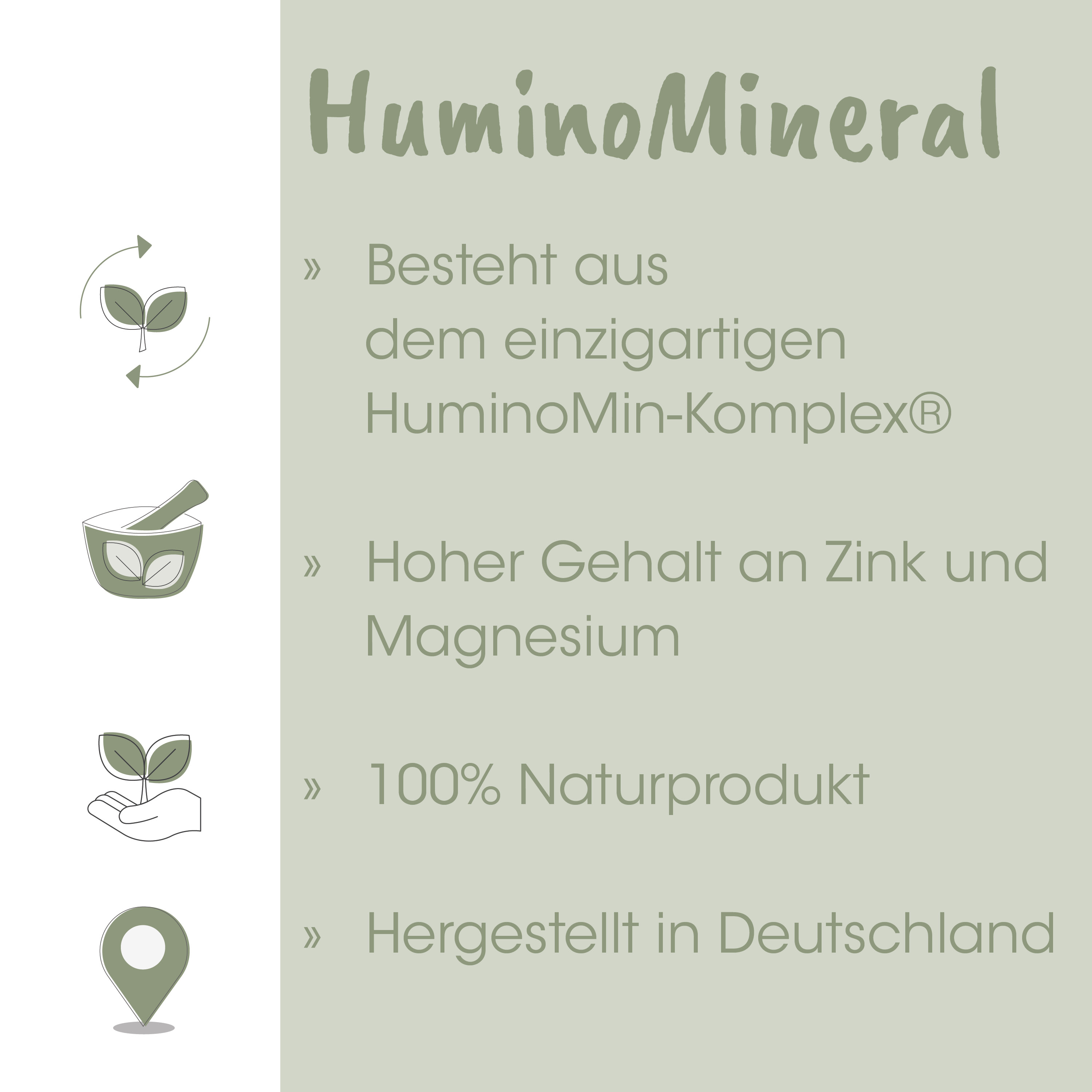 HuminoMineral, Naturprodukt, Zink Magnesium, Hände, Kräutersatz
