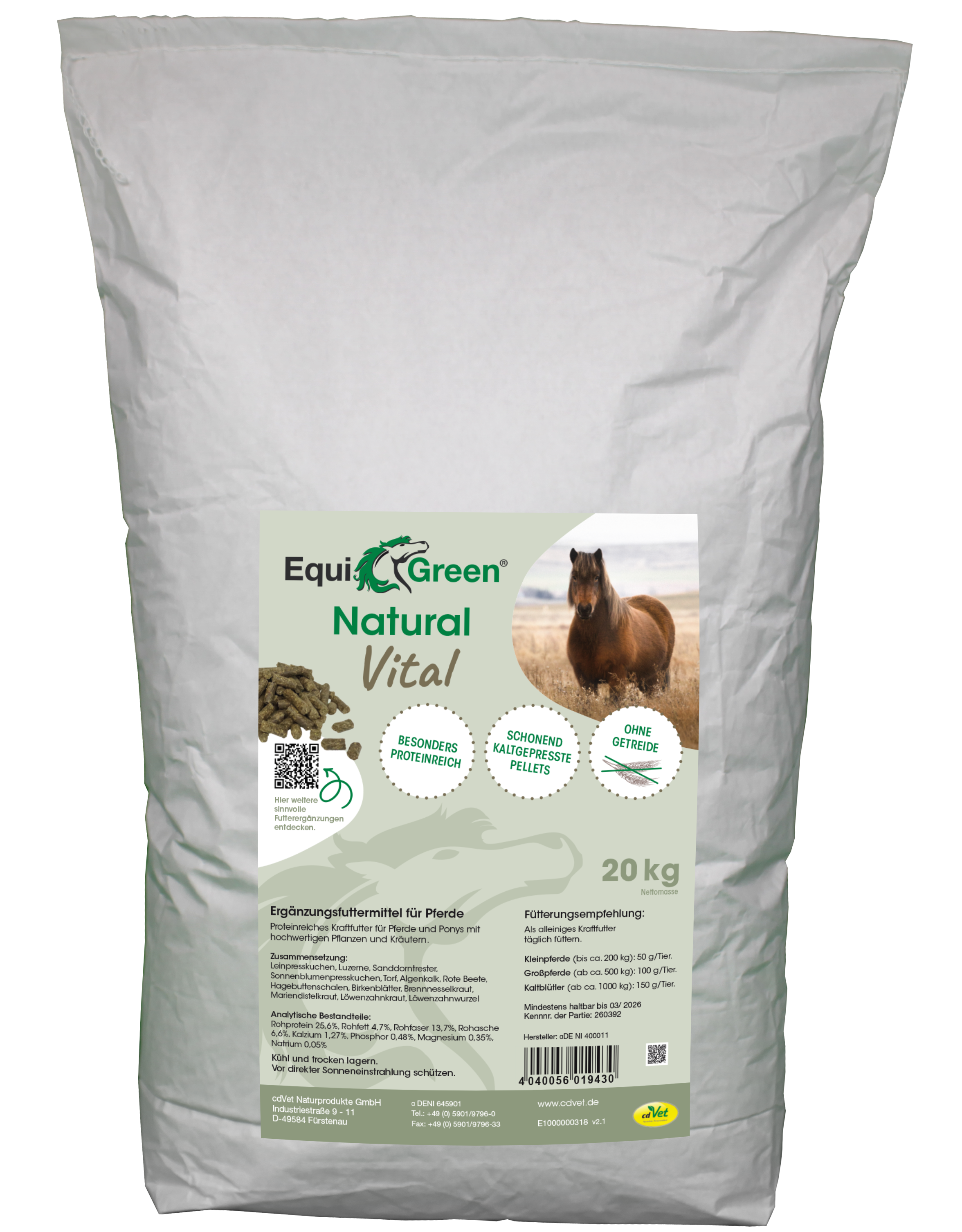 Pferdefutter, Trockenfutter, Natural, Vital, 20 kg