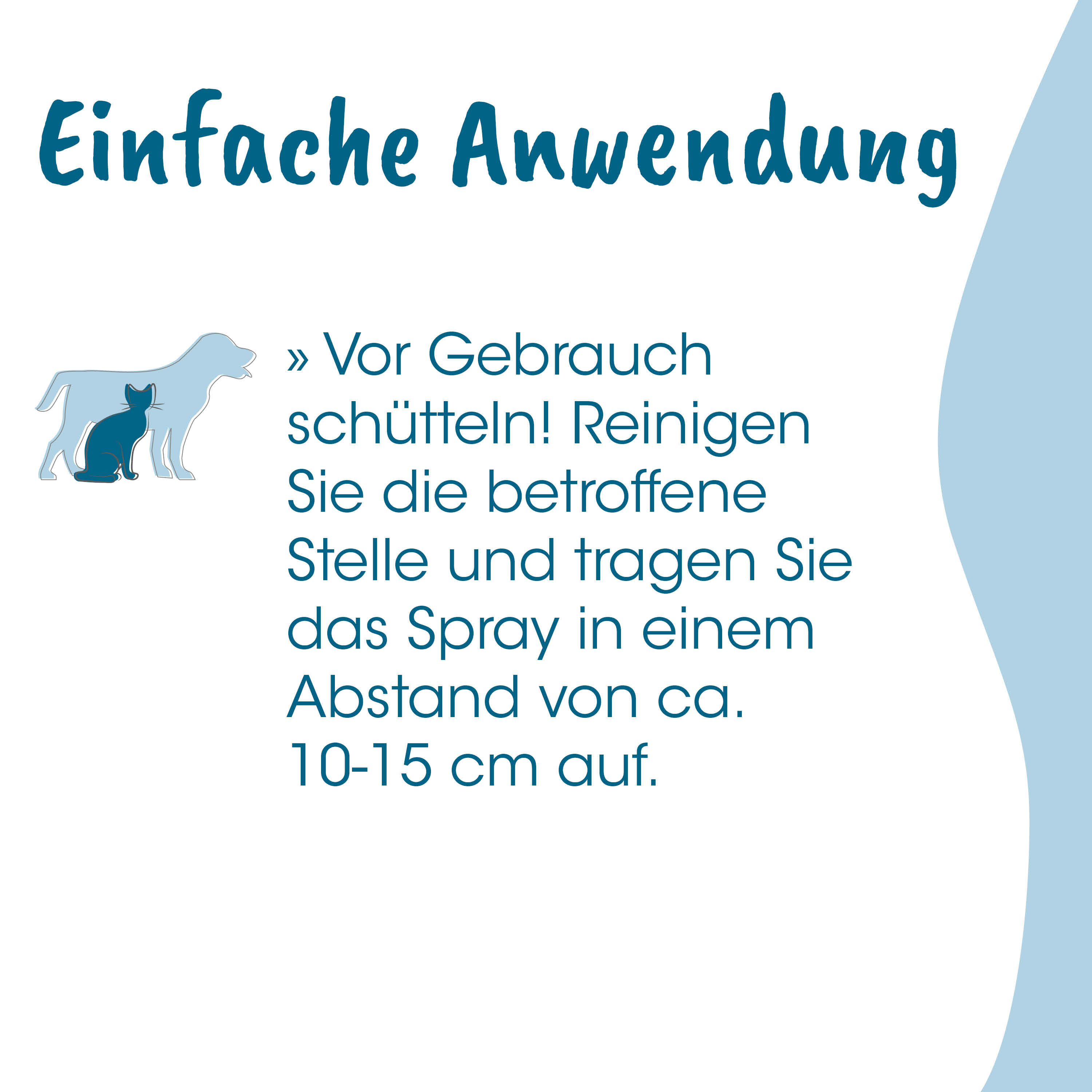 Jagd-Poster, Hunde und Katze, Anleitung, Spray-Anweisung, Vor Gebrauch schütteln