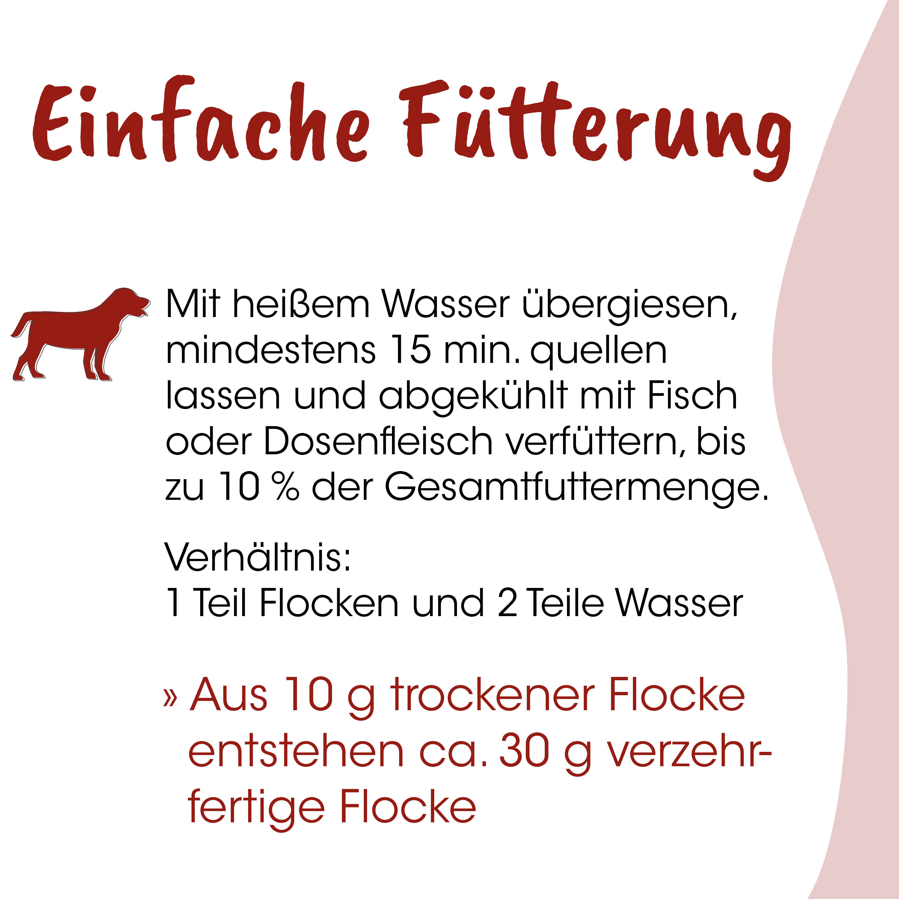 Hunde-Fütterung, Wasseraufbereitung, Futteranleitung, Tierfutter, Dosierung