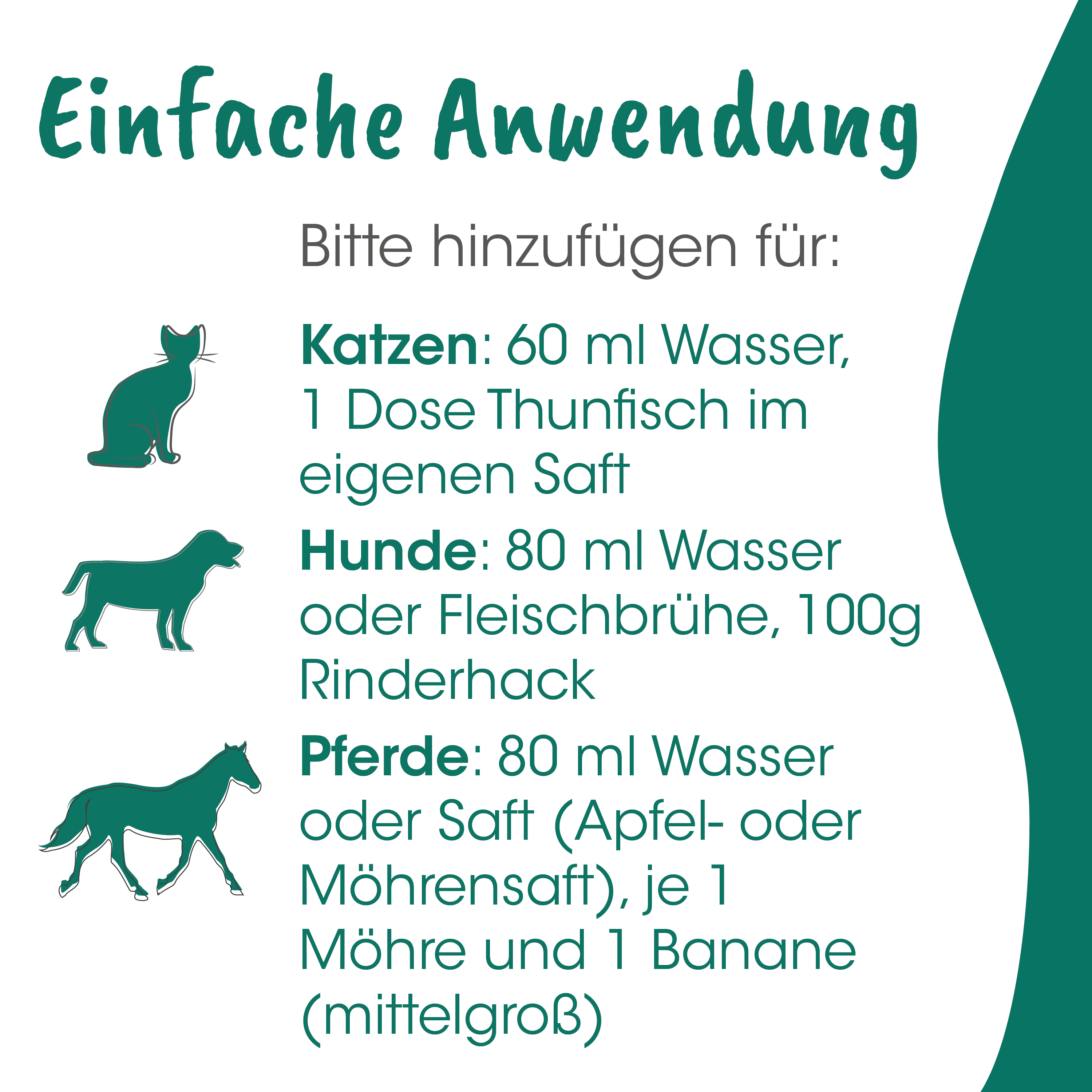 katze, hund, pferd, wasser, saft, rinderhack, futteranleitung