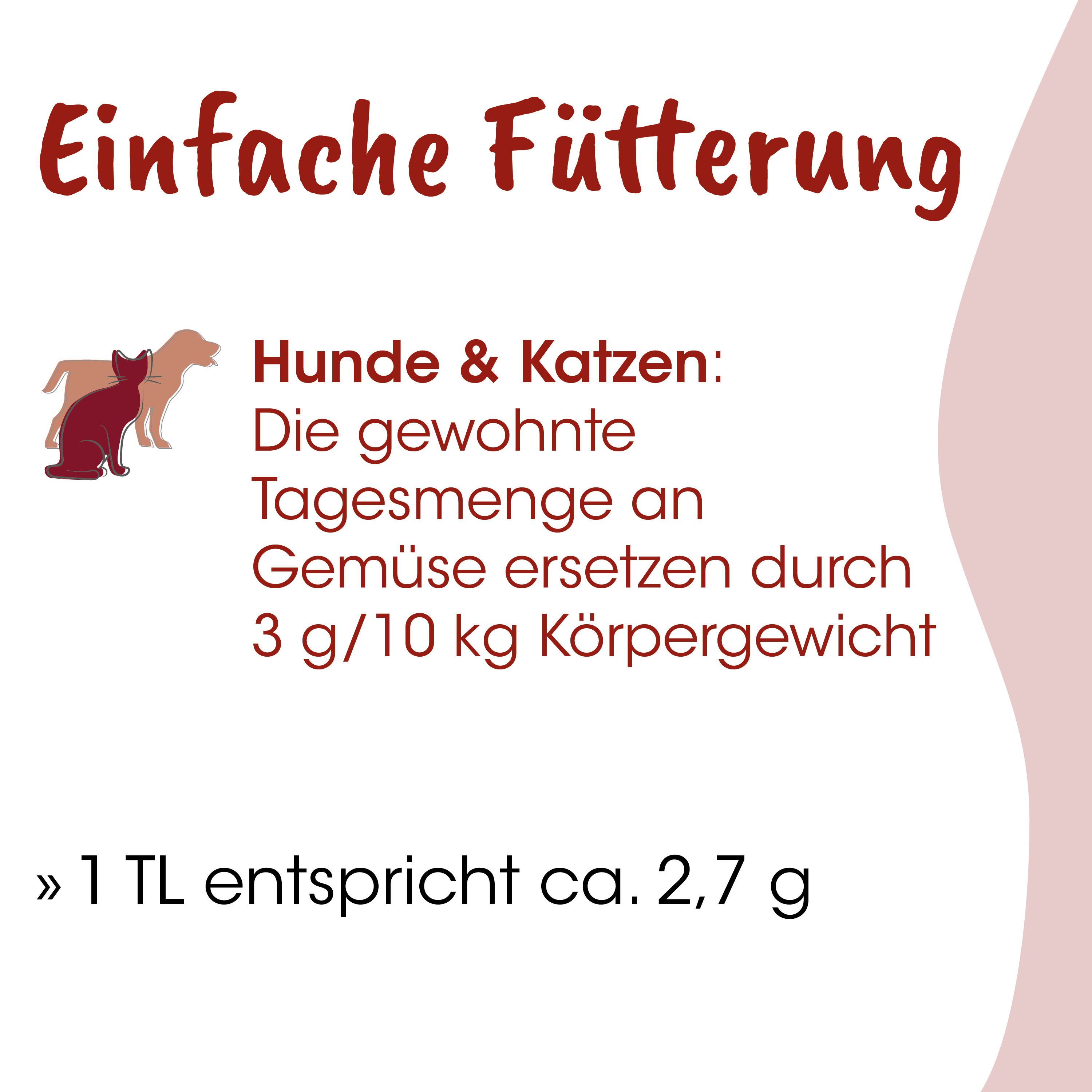 Futterguide, Hunde & Katzen, Tagesportion, Gemüseersatz, Beutelgröße