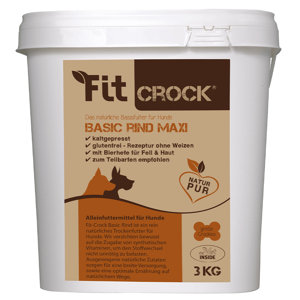 Hundefutter, Rind, 3 kg, getreidefrei, Crock-Pot-Label