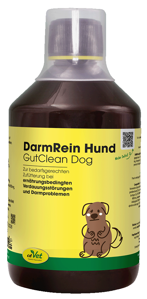 Hundemittel, Darmrein, Flasche, Gelb, Kartonverpackung