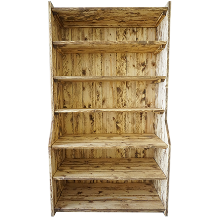 Verkaufsregal Natur, breit, 100 cm breit bestehend aus Korpus, 5 Böden & 20 Metalstiften