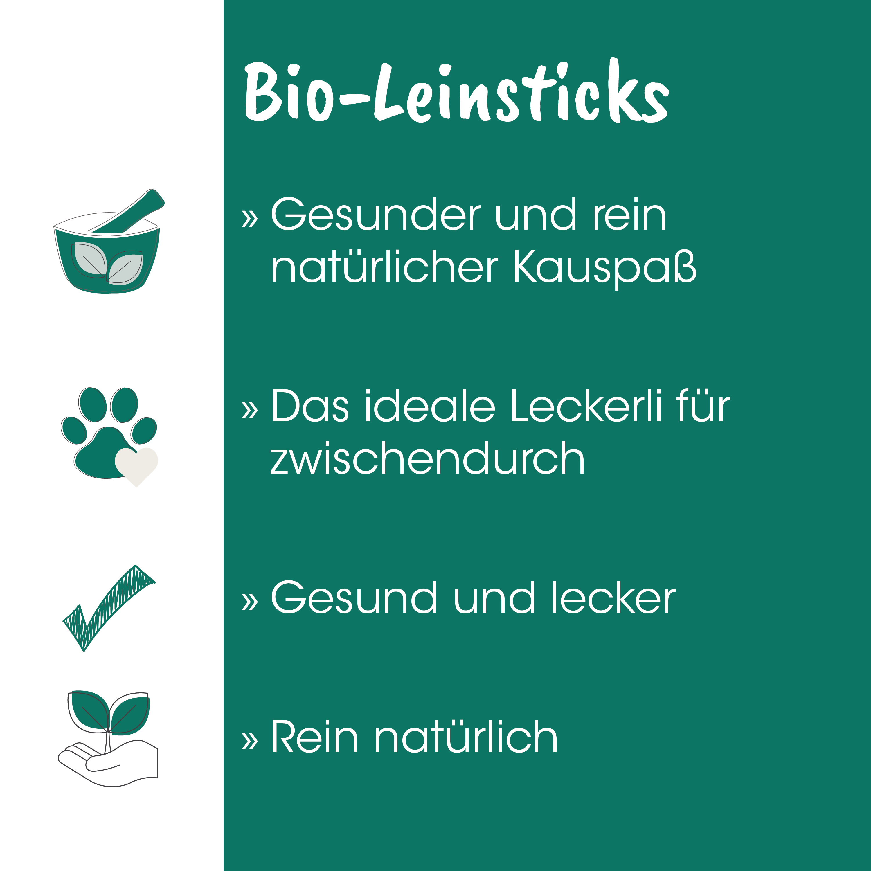 Bio-Leinsticks, Kauschbar, Grün, Naturmaterial, Wellness