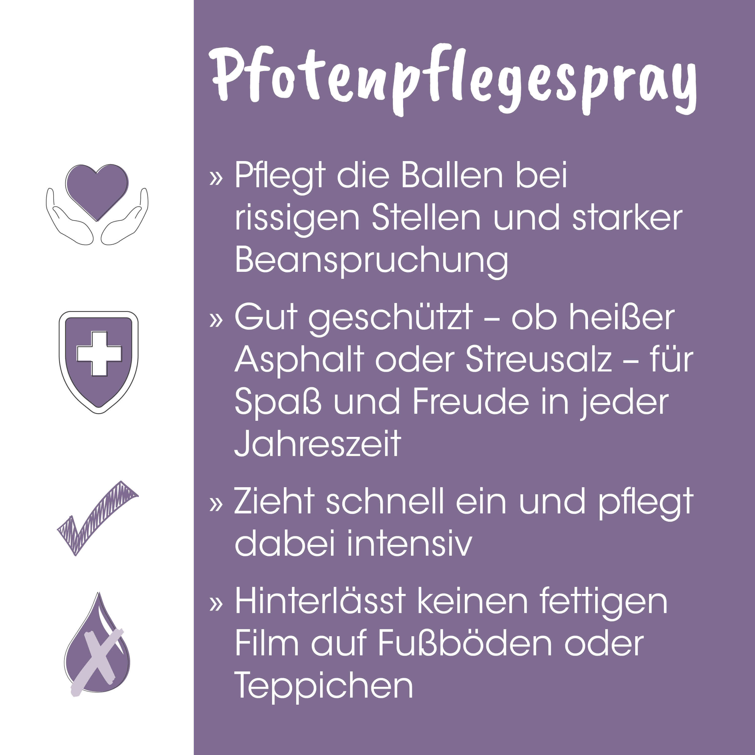 Pfotenpflege, Schnell-Warnhinweis, Kunststoffgrafik, Herzsymbol, Checkmark
