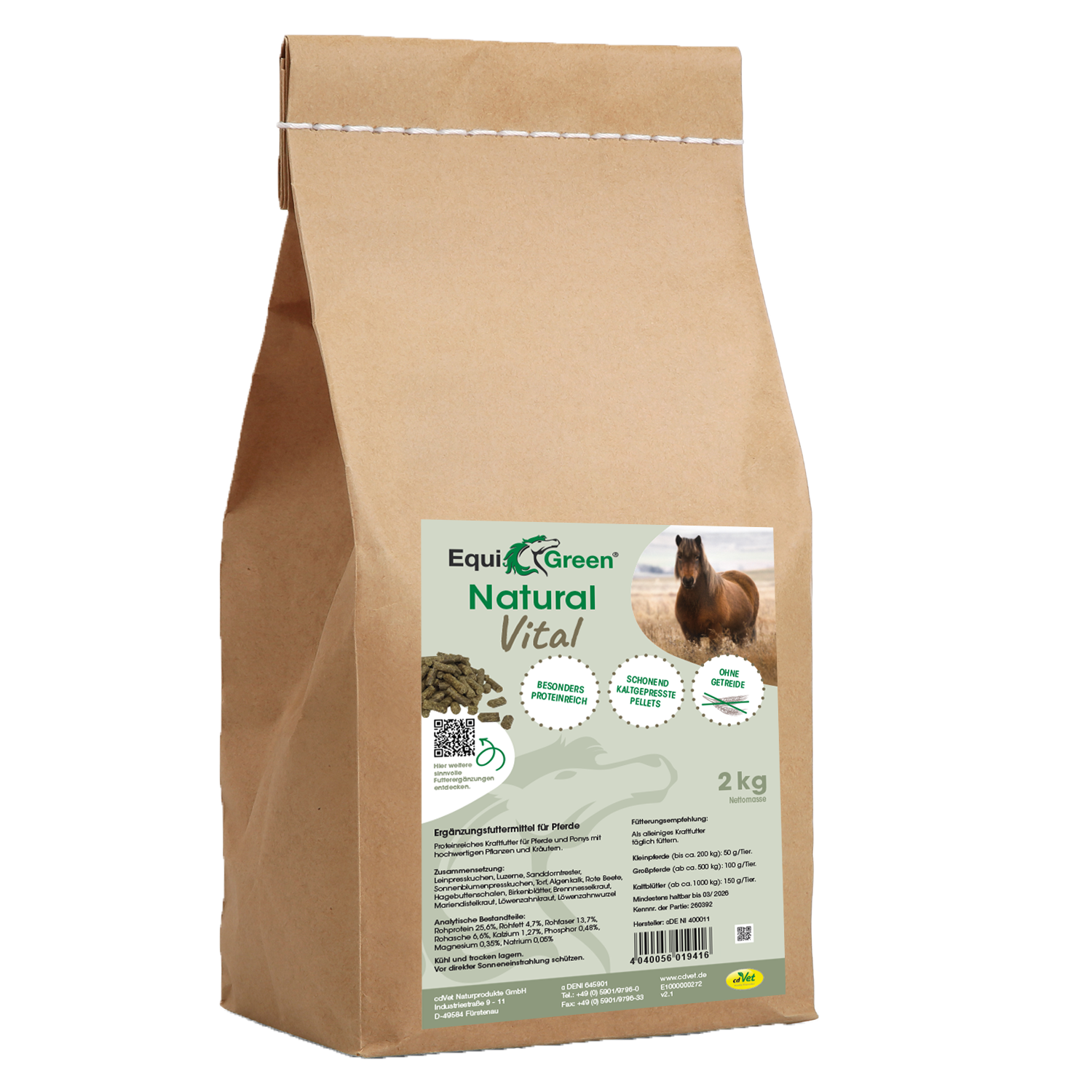 Pferdefutter, Naturfutter, 2 kg, Naturally Vital, Pellets